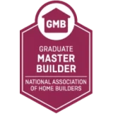 Red and white GMB Graduate Master Builder National Association of home builders logo