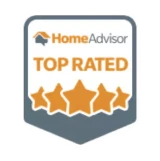 Top rated provider by home advisor grey, white and gold logo awarded to schoenerrr roofing