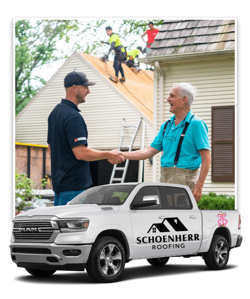 Schoenherr Roofing Service Truck Quality Customer Service in Michigan
